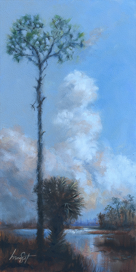painting of tall tree and cloud